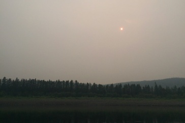 Hazy image of a landscape with faint sun