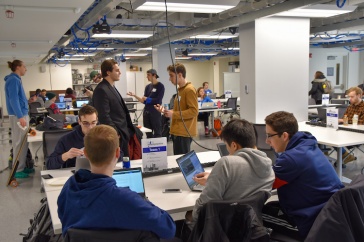 students at the ECenter during the hackathon