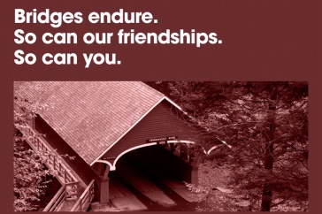Bridges Endure text above a covered bridge