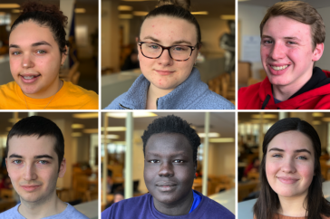 A group of students from a New Hampshire high school who will be voting for their first time.