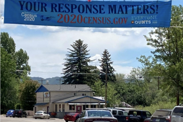 Banner hanging in Bayfield, NH promoting the Census