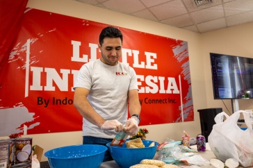 Student working in kitchen