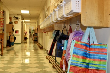 Image of School Hallway and Bags