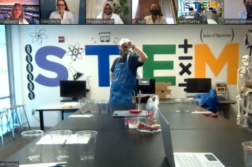 UNH Manchester's STEM Teaching Fellows meet via Zoom with Boys and Girls Club STEM director Keith Darling to plan outreach activities