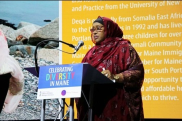 Deqa Dhalac speaking at an event