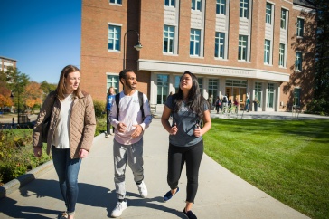 paul college students walking outside the college