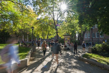 Students walking on campus