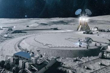 Illustration of construction site on the moon