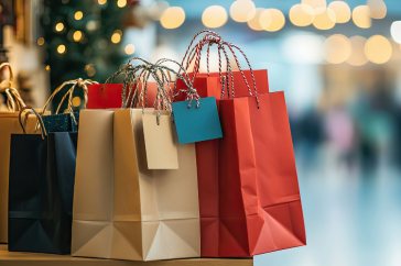 Holiday shopping bags stock image.
