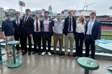 Group shot of UNH students at the Sports & Entertainment Career Fair at Fenway Park.