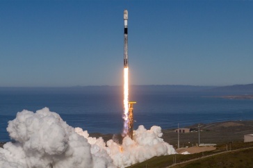 Falcon 9 rocket lifts off from Vandenberg Air Force Base.