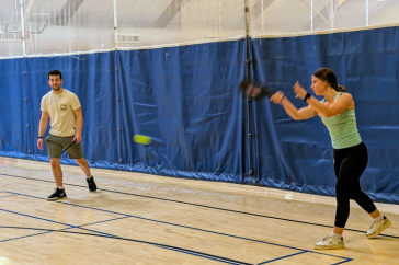 Students rally during a pickleball class held at the Hamel Recreation Center. The course is part of the College of Health and Human Services’ Lifetime Activity Program.