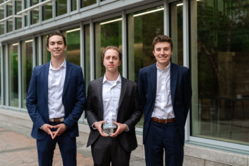 Granite State Systems won the Holloway Competition on May 6. Pictured (L to R) Rowan Baptista, Shea Garland, and Brett Schultz ‘25.