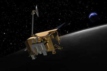Artist’s rendition of the Lunar Reconnaissance Orbiter at the moon.