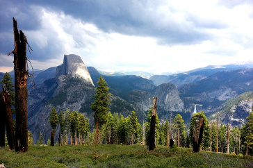 Half Dome at Yosemite after a wildfire.