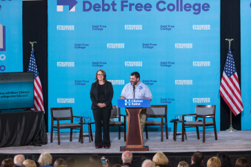 UNH alumna Mary Jo Brown '89 and UNH student Doug Marino '18