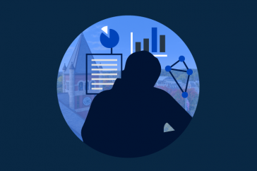 graphic of the silhouette of a researcher and UNH's Thompson Hall