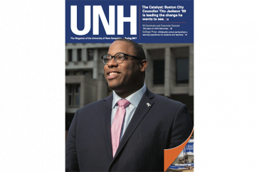 the cover of the spring 2017 issue of the UNH Alumni Magazine, featuring alumnus and Boston City Councilor Tito Jackson '99