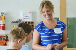 abby hatfield with students