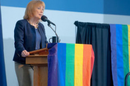 maggie hassen at pancake breakfast celebrating the GLBT community