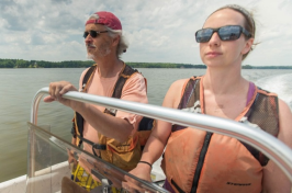 steve jones in boat with student