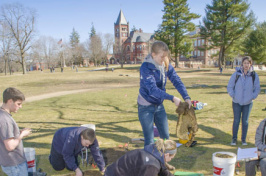 archaeology students at campus train depot dig near morrill hall