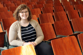 Samantha Granville sits in the Murkland lecture hall.