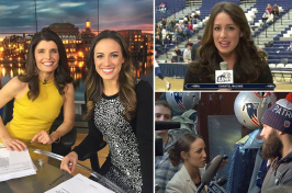 Photos of UNH alumna Chantel McCabe at work as a news anchor and reporter