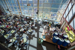 Studetnts in the UNH Memorial Union Building during International Education Week