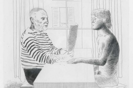 Artist and Model etching by David Hockney