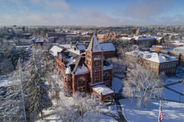 Thompson Hall in the snow