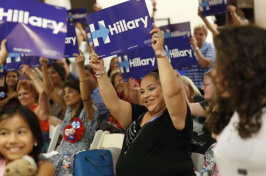 Hillary Clinton supporters holding signs at a DNC watch party in San Antonio, Photo: Eric Gay /Associated Press