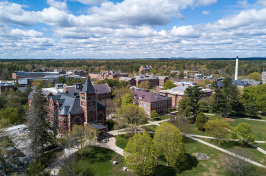 an aerial photo of the UNH Durham campus