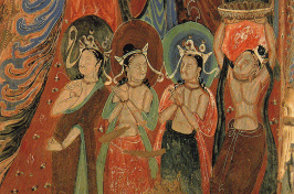 four men worshipping Bodhisattva