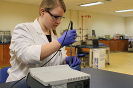 UNH Manchester's Rachel Main at work in a lab