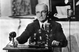 President Harry S. Truman addressing a joint session of Congress asking for $400 million in aid to Greece and Turkey. This speech became known as the "Truman Doctrine" speech. (WIKIMEDIA COMMONS)