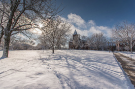 UNH's Thompson Hall in winter