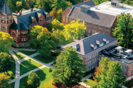 UNH campus aerial view of Thompson Hall