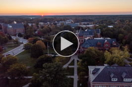 aerial view of UNH's campus at sunrise