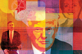 illustration of Donald Trump, Barack Obama and Hillary Clinton by Roy Scott