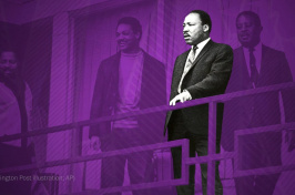Martin Luther King, Jr. against a purple background