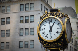 pexel.com image of Clock with "Trump Tower" written on it.