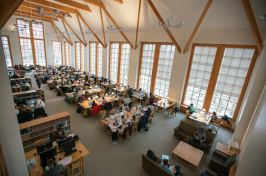 Students studying in UNH main library