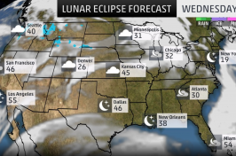 US map of the lunar eclipse weather forecast