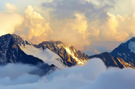 mountains with clouds in background