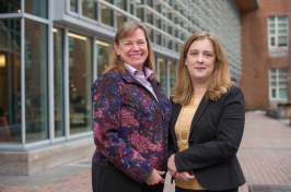 Associate Professor of Accounting Catherine Plante and Assistant Professor of Accounting Linda Ragland pose outside of Paul College