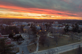 A view of the UNH campus at sunset 
