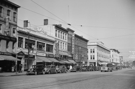 Elm Street in Manchester historical black and white photo
