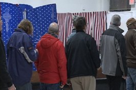 Image of people waiting to vote.