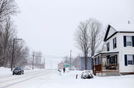 Image of snowy street in VT.